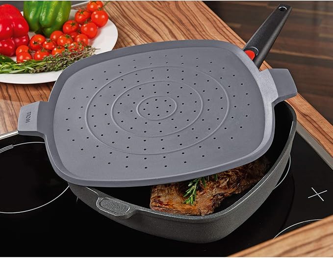 Woll Silicone Nonstick Square Splatter Guard & Trivet, 11", Gray