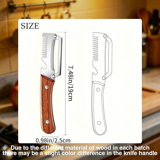 2Pcs Multi Functional Vegetable Peeler for Kitchen, with Bottle Opener and Wooden Handle, 3-in-1 Stainless Steel Kitchen Tool for Fruit Potato Pumpkin(3 in 1) - Image 6