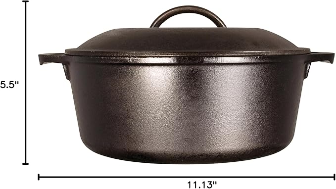 Lodge Cast Iron Dutch Oven - Loop Handle Cooking Vessel - Even Heat Retention - Oven-Safe, Versatile Pot - Handle Holders Included - 5 Quart - Image 6