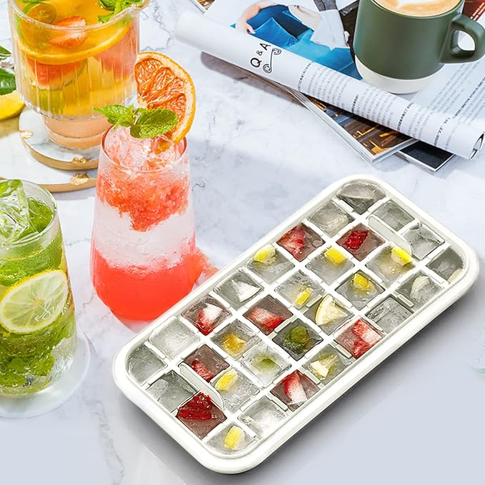 Ice Cube Tray with Lid and Bin, 2 Pack for Freezer, 64 Pcs Ice Cube Mold (White) - Image 6
