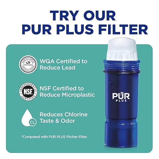 PUR 30-Cup Countertop Water Filter Dispenser, 1 Genuine PUR Filter, 2-in-1 Powerful Filtration, Lasts 2 Months or 40 Gallons, Dishwasher Safe, White/Blue (DS1800Z) - Image 8