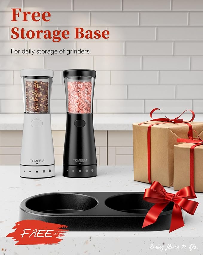 Electric Salt and Pepper Grinder Set with Storage Base, Stainless Steel Rechargeable Salt and Pepper Grinder Set with 4.5 oz Large Capacity, 1.8" Wide Mouth, Adjustable Coarseness, Ideal for Kitchen - Image 9