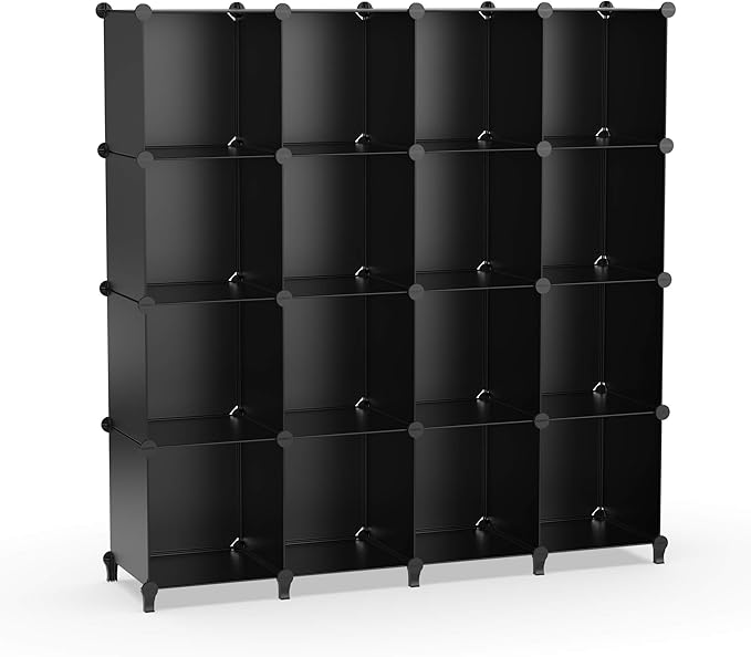 HOMIDEC Closet Organizers and Storage, 16 Cube Storage Organizer, Closet Organizer Bookshelf Cubes Shelves for Clothes, Bedroom, Kids Room, Bathroom, Wardrobe, Garment Racks, Black - Image 8