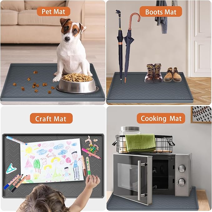 TigeJoy 22" x 19" Under Sink Mats for Kitchen Waterproof, Leak-Proof Silicone Mat Sink Protector and Cabinet Liner, Kitchen Essentials Organizer and Storage