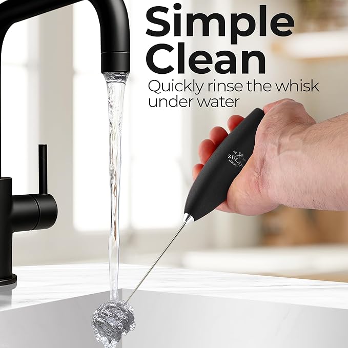 Zulay Kitchen Patented Tornado Triple Whisk Milk Frother with 4 Duracell Batteries – Handheld Foam Maker for Coffee, Lattes, Matcha & Hot Chocolate – Rich, Creamy Froth in Seconds - Obsidian Black - Image 9