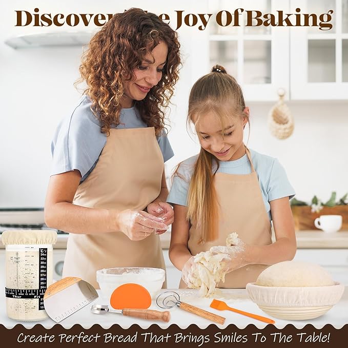 Sourdough Bread Baking Supplies, Sourdough Starter Kit, Bread Proofing Basket, Bread Making Tools Kit, Sour Dough Kit Tools, Sourdough Proofing Basket, Sourdough Kit Gifts for Bakers Women Wife Mom - Image 8