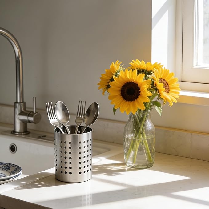 4PCS Stainless Steel Utensil Holder and Utensil Drying Holder, as a Kitchen Countertop Organizer and Silverware Drainer for Daily Home Use - Image 7