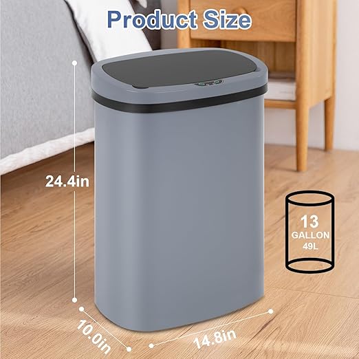 FDW Garbage Can 13 Gallon 50 Liter Kitchen Trash Can for Bathroom Bedroom Home Office Automatic Touch Free High-Capacity with Lid Waste Bin - Image 7