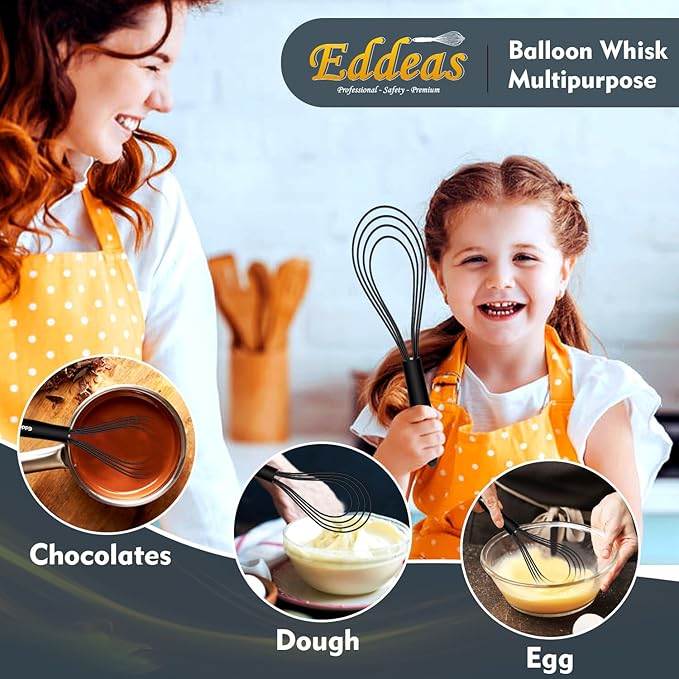 Flat Whisk, EDDEAS Silicone Gravy Whisk for Cooking, Beating, Stirring Gravy and Eggs - Image 8