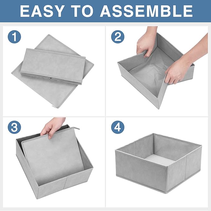 Criusia Drawer Organizer Clothes 12 Pack, Dresser Organizer for Nursery Bedroom Closet Organization and Storage - Baby Clothes Organizer Bins - Drawer Divider for Sock Underwear Bra Ties (Grey) - Image 7