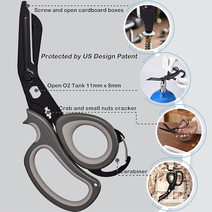 MEUUT 2 PCS All Purpose Scissor –7.5in Multi-Purpose Utility Scissors for Kitchen, Crafts, Camp, Emergency & Industrial Use Heavy Duty Stainless Steel with Micro-Serrated Blade for Left and Right Hand