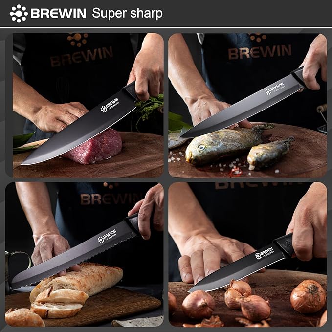 Brewin Knife Set, Kitchen Knife Set, Knives Set for Kitchen, Universal Knife Block, Utility Knife Block Set, New Home Essentials, Apartment Essentials, Dishwasher Safe - Image 6