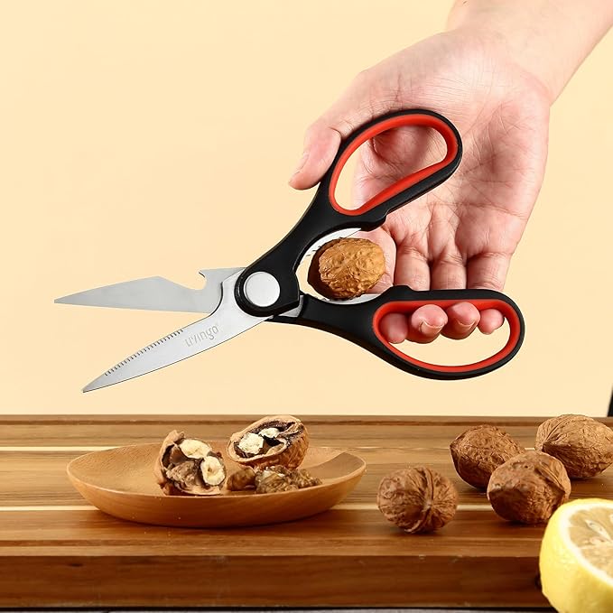 LIVINGO 8" Kitchen Scissors All Purpose - 2 Pack Heavy Duty Kitchen Meat Shears, Stainless Steel Multi-function Food Scissors for Cooking Cutting Chicken, Turkey, Bones, Poultry, Fish, and Vegetables - Image 7