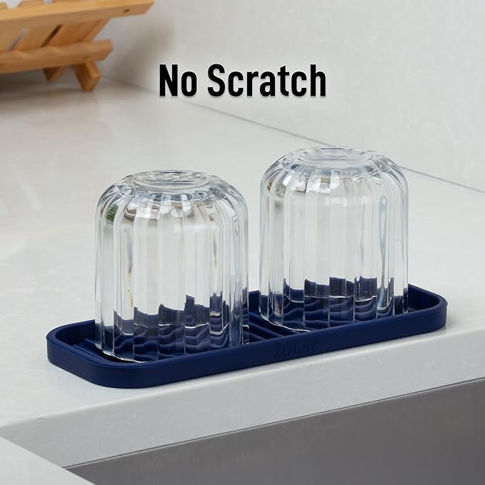 Zulay Kitchen (9x3.5) Silicone Sponge Holder for Kitchen Sink - Flexible Multipurpose Soap Tray - Sink Organizer for Kitchen, Bathroom, Makeup, Trinkets & More (Dark Blue) - Image 7