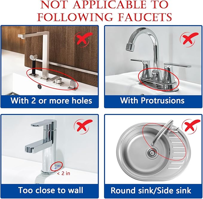 Silicone Faucet Mat for Kitchen Sink – Gen 3 10° Slope Splash Guard with Cuttable Hole – 14” x 5.5” Drip Catcher & Sponge Holder for Kitchen, Bathroom (Black)