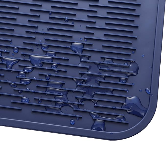MicoYang Silicone Dish Drying Mat for Multiple Usage,Easy clean,Eco-friendly,Heat-resistant Silicone Mat for Kitchen Counter or Sink,Refrigerator or Drawer Liner Navy Blue 4XL 32 inches x 18 inches - Image 9