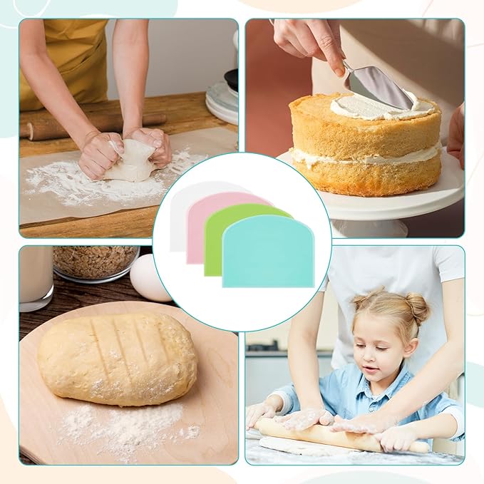 20 Pcs Plastic Dough Scraper, Sourdough Bread Baking Supplies, Multipurpose Flexible Dough Cutter Bowl Scraper Tool, Baking Bench Scraper Kitchen Tools for Cake Bread Pizza Pastry Icing Fondant - Image 7