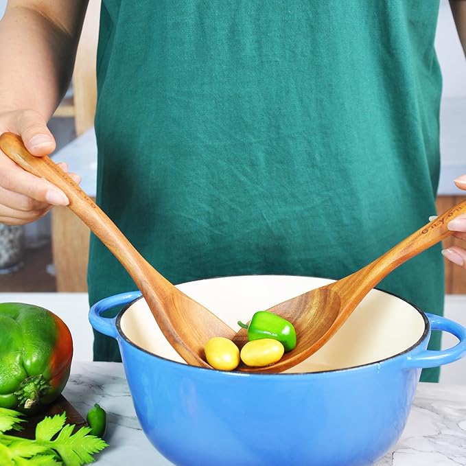 Wooden Spoons for Cooking,Wooden Utensils for Cooking 7 Pcs Wooden Cooking Utensils Wooden Kitchen Utensils Set Wooden Spatulas for Cooking, 14.37*4.13*3.54, Brown - Image 6