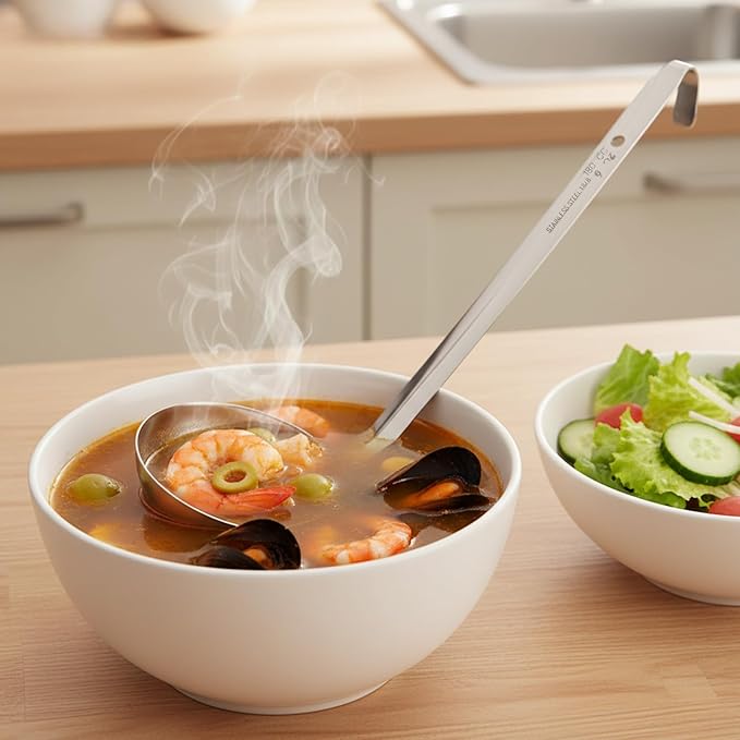 6 Pcs Stainless Steel Ladle Soup Handle Ladle with Long Hooked Handles Metal Kitchen Soup Ladles Spoon Cooking Utensil for Serving, Cooking, Stirring, Portioning Kitchen Restaurant Accessories(6 oz) - Image 7