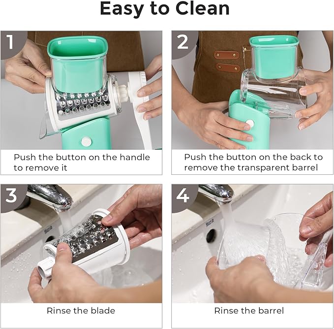 X Home 5-in-1 Rotary Cheese Grater for Kitchen, Upgraded Hand Crank Shredder with Stronger Suction Base & Multifunctional Drum Blades, for Cheese, Vegetables and Nuts, Easy to Use and Clean, Blue - Image 8