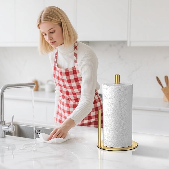 Paper Towel Holder Countertop, Stainless Steel, Gold, for Kitchen, Pantry, RV - Image 7