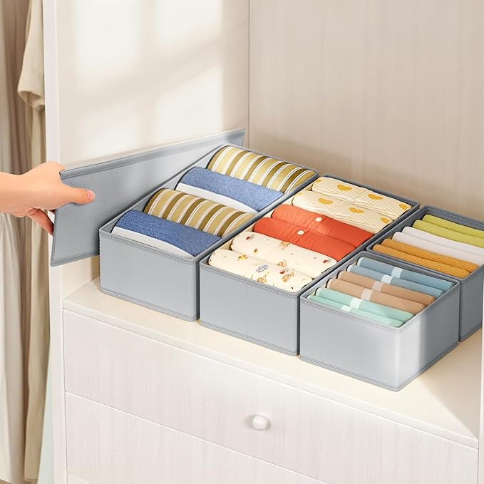 DIMJ Drawer Organizer Clothes Storage - 18 Pack Baby Dresser Organizer for Nursery, Foldable Drawer Dividers for Bedroom Closet Organization, Fabric Storage Bins for Socks, Underwears, Bras - Image 7