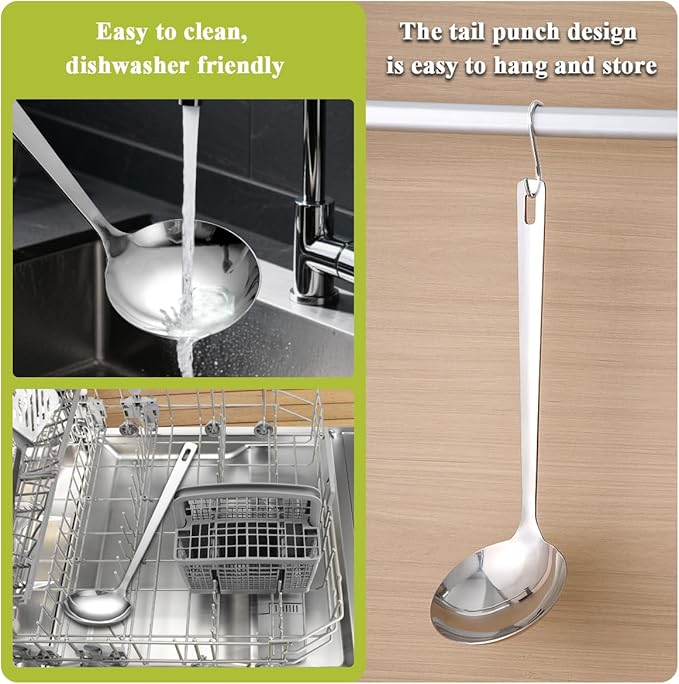 Berglander Stainless Steel Soup Ladle, 11.8" Durable Ladel Spoon for Serving or Cooking, Dishwasher Safe, Durable & Rust-Resistant Cooking Utensil - Image 7