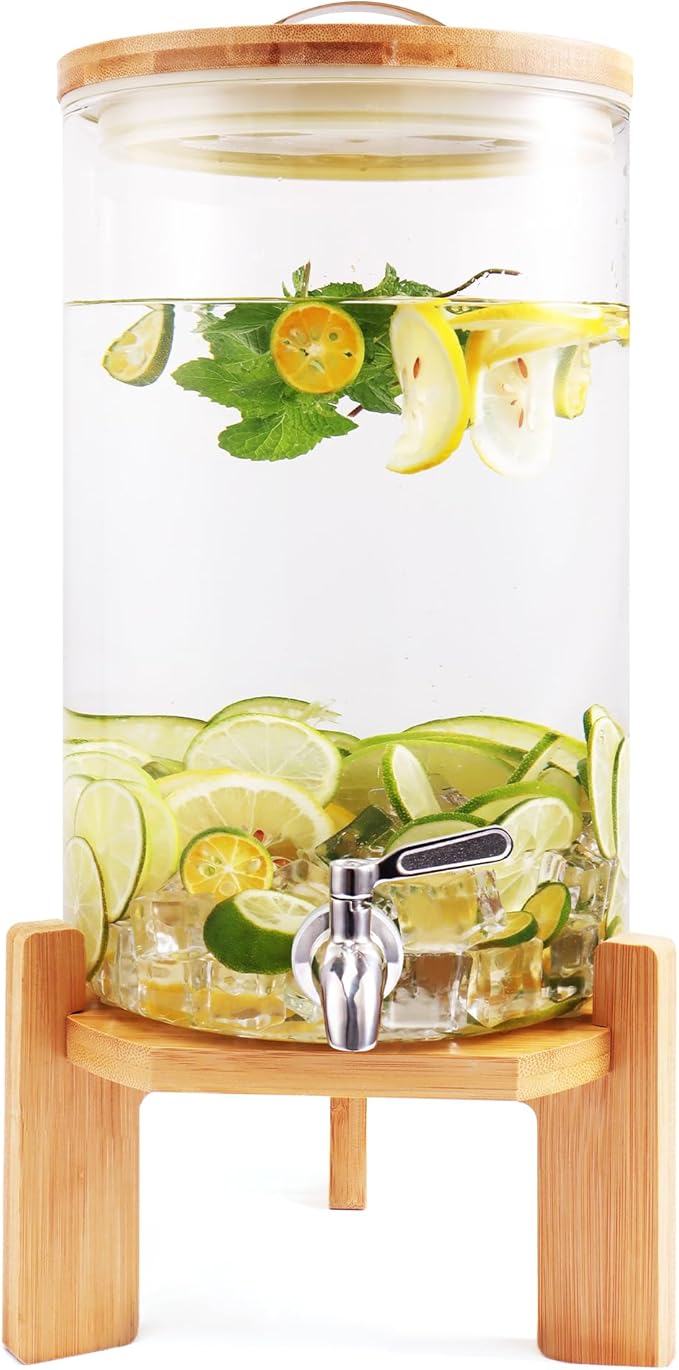 Beverage Dispenser,2.1 Gallon Glass Drink Dispenser with Stand,Glass water dispenser with Spigot, Large Drink Dispensers for Parties,Water Dispensers for Bar,Wedding,Restaurants 8L - Image 8