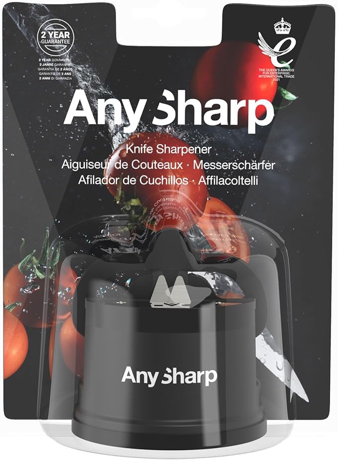 AnySharp – Global – Hands Free Knife Sharpener - Easy to Use Sharpening Tool with PowerGrip Suction Base and 20-Degree Pre-Set Angle - for All Knives: Chef's, Serrated, and Hardened Steel - Black - Image 10