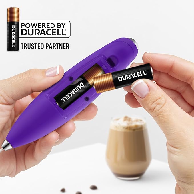 Zulay Kitchen Patented Tornado Triple Whisk Milk Frother with 4 Duracell Batteries – Handheld Foam Maker for Coffee, Lattes, Matcha & Hot Chocolate – Rich, Creamy Froth in Seconds - Purple - Image 7