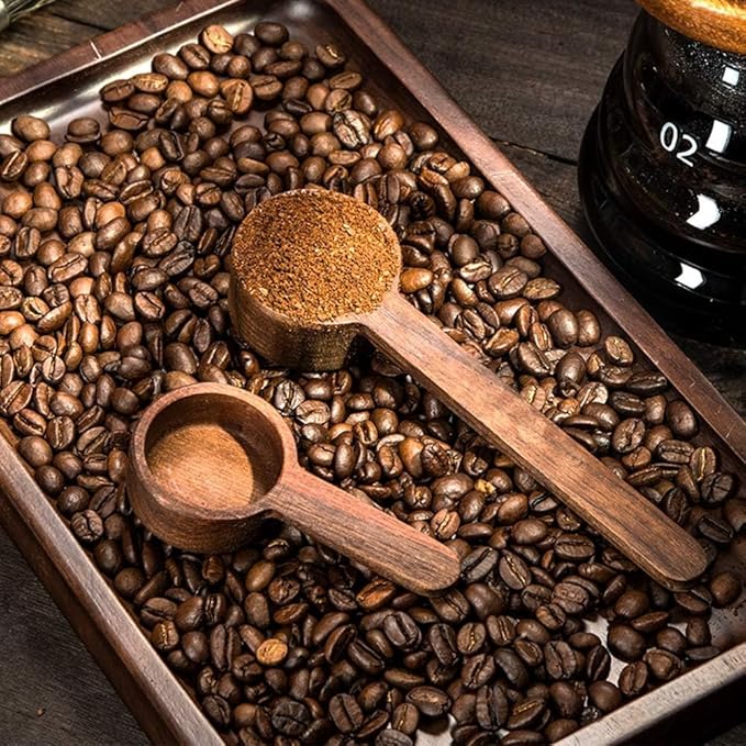 Coffee Spoons, ablespoon Scoop, Coffee Ground Spoon, Measuring for Ground Beans or tea, Soup Cooking Mixing Stirrer Kitchen Tools Utensils, 1 Wooden Tea Scoop (Walnut Wooden 3.86 in)