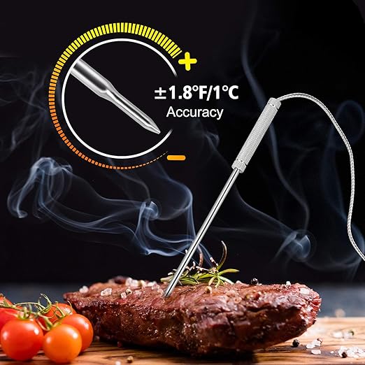 Wireless Meat Thermometer for Grilling Smoking - Kitchen Food Cooking Candy Thermometer with 3 Probes - Monitor Ambient Temperature Inside The Grill Smoker BBQ Oven Thermometer, 490ft,Digital - Image 7