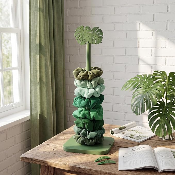 Leinuosen Monstera Leaves Paper Towel Holder Tropical Monstera Wooden Paper Towel Holder Green Ocean Tropical Bathroom Accessories Kitchen Roll Stand Organizer Standing Apartment Housewarming Gift