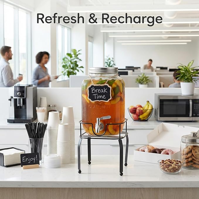 1 Gallon Glass Drink Dispensers For Parties,Beverage Dispenser with Stand,304 Stainless Steel Spigot Leakproof,Lemonade Dispenser for Sun Tea, Homemade Juice - Image 6