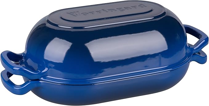 VORRINGARD Enameled Cast Iron Sourdough Bread Oven, Dutch Oven, Loaf Cast Iron Bread Pan for Homemade Bread Baking, Meatloaf Pan with Lid, 5QT, Blue - Image 9