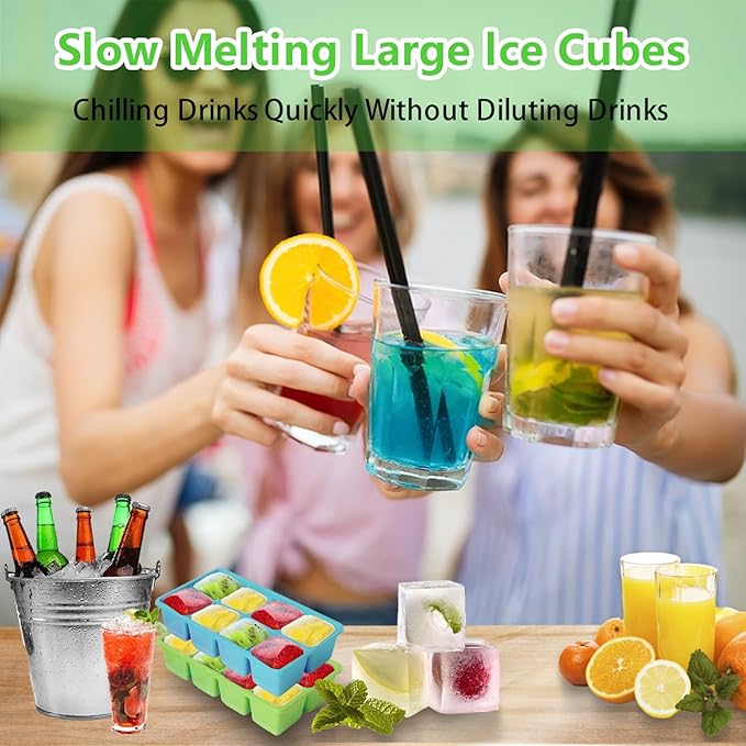 Ice Trays for Freezer with Lid and Bin, JRISBO 6 Pack Silicone Ice Cube Tray Storage Iced Bucket Kits, Stackable & Leak Proof Large Ice Cube Molds for Cocktail, Whiskey, Soup, Baby Food - Image 7