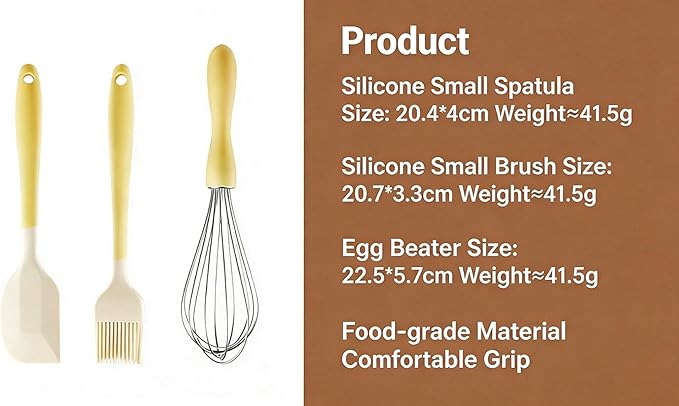 3-Piece Baking Tools Set with Silicone Spatulas, Stainless Steel Whisks & Pastry Brushes – Essential Kitchen Utensils for Cake Decorating, Mixing, Cooking & Baking Needs