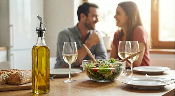 GREENOLIVE Olive Oil Dispenser Bottle - 17 oz. Clear Glass Bottle with No-Drip BPA-Free Spout - Ideal for Kitchen and Cooking Essentials - Single Bottle - Image 6