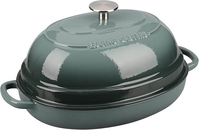 EDGING CASTING Enameled Oval Cast Iron Dutch Oven Pot with Lid, Bread Dutch Oven for Sourdough Bread Baking, Dutch Oven Bread, Bread Oven, 6QT, Slateblue - Image 8