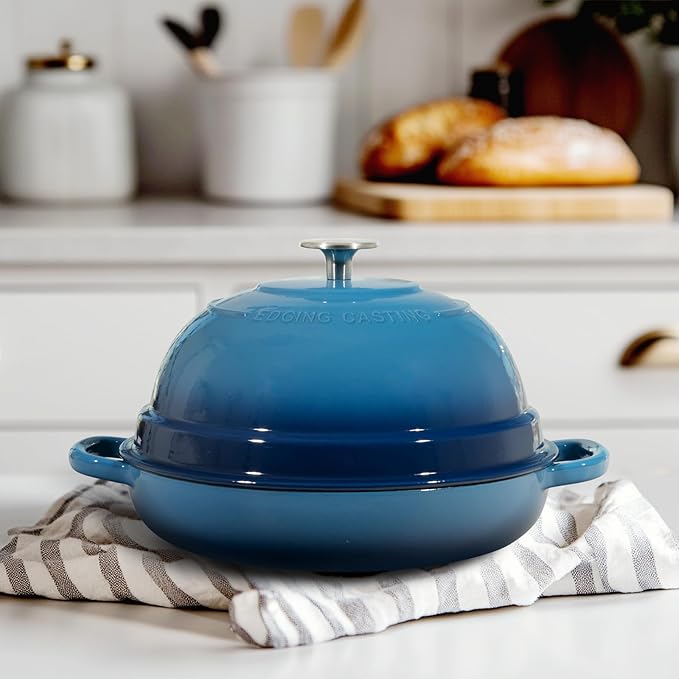 EDGING CASTING Enameled Cast Iron Dutch Oven Pot with Lid, Round Bread Oven for Homemade Sourdough Bread Baking, 6 Quart, Lake Blue - Image 7