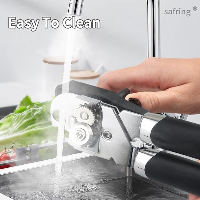 Safring Can Opener Manual, Handheld Strong Heavy Duty Stainless Steel Can Opener, Comfortable Handle, Sharp Blade Smooth Edge, Can Openers with Multifunctional Bottle Opener - Image 6