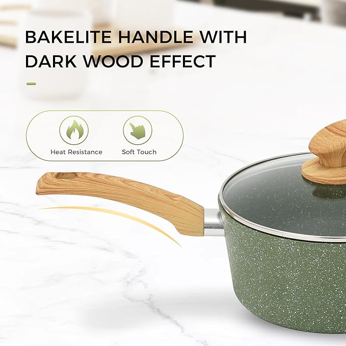 MAISON ARTS 17 Piece Pots and Pans Set Non Stick, Kitchen Cookware Sets with Nonstick Granite Stone Coating, Suitable for Induction Cooktops, Green - Image 9