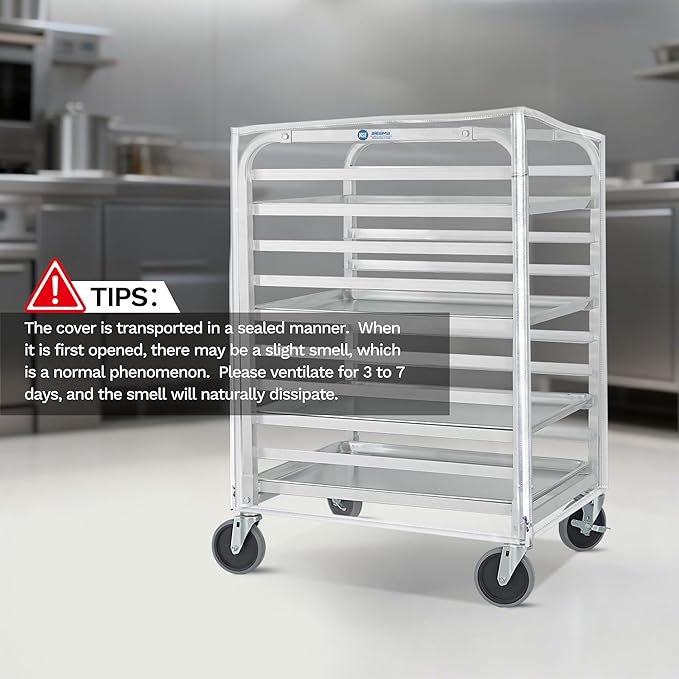 BIEAMA Bun Rack Cover – 10 Tier Commercial Bakers Racks Sheet Pan Rack Cover PVC with 2 Sided Zippers, Clear 27" L x 21" W x 33" H - Image 6
