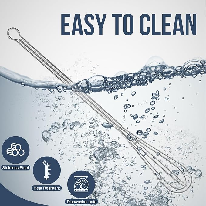 Long Mini Whisks Stainless Steel, Eddeas Skinny Small Whisk 10 inch Tiny Whisk With Long handle for Whisking, Beating, Mixing Sauces, Blending Ingredients Kitchen Small Wisk - Image 8
