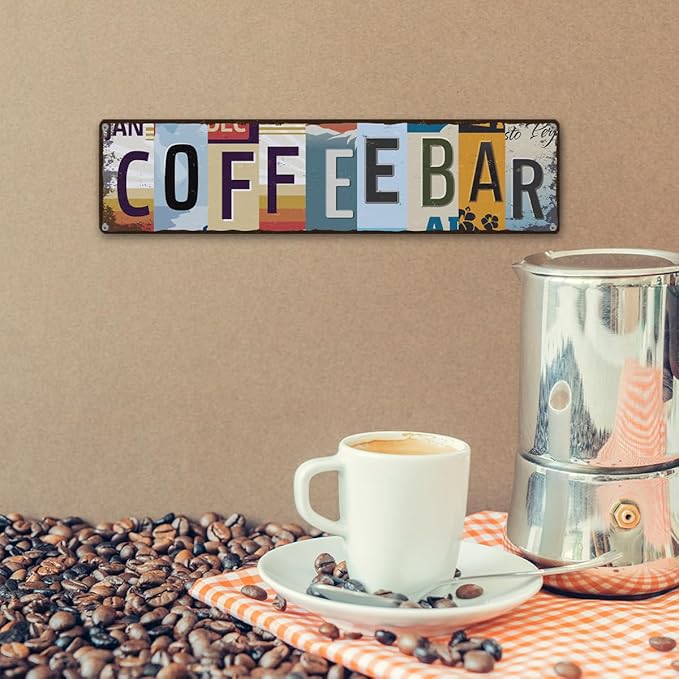 Coffee Bar Sign for Coffee Bar Decor, Retro Tin Metal Sign, Rustic Farmhouse Wall Decors, Wall Decorations, Vintage Home Decor for Kitchen, Coffees Corner Station Decors, 15.8x4 Inches - Image 6
