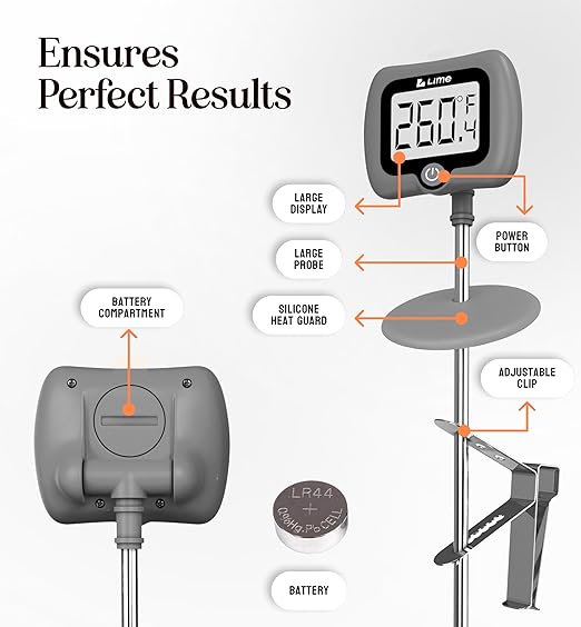 Digital Candy Thermometer with Pot Clip, 10" Long Stainless Steel Probe, Instant Read Kitchen Thermometer for Cooking, Baking, and Candy Making (Gray) - Image 9