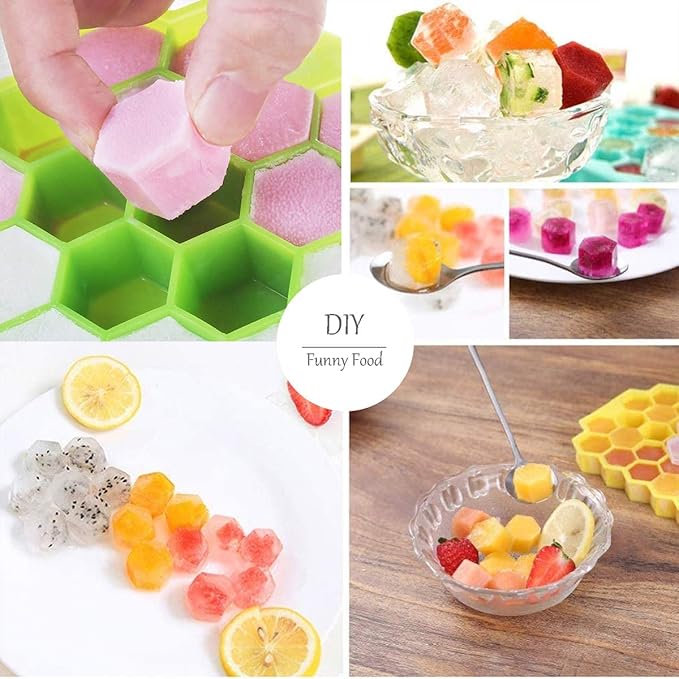 Jisile Ice Cube Trays for Freezer, Hexagonal Ice Tray with Lids, Silicone Molds Easy-Release Reusable, Large Honeycomb Mold for Cocktails Coffee, 2 Pack - Image 7