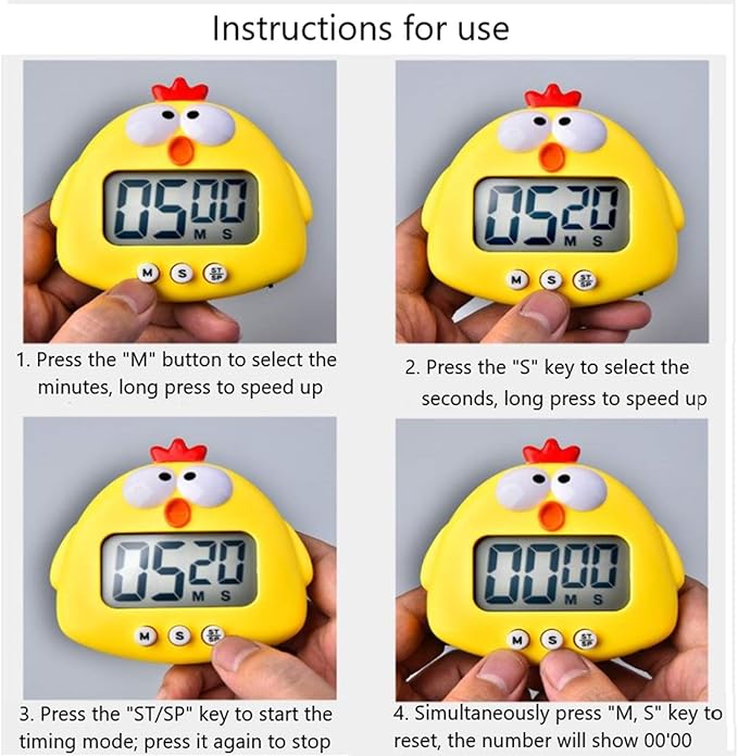Kitchen Timer, Cute Cartoon Animal Countdown, Digital Cooking Timer with Magnetic, LCD Large-Screen Visual Clock, Hangable Alarm Clock with Stand,for Cooking Bake Sport Game (Timer-XG)