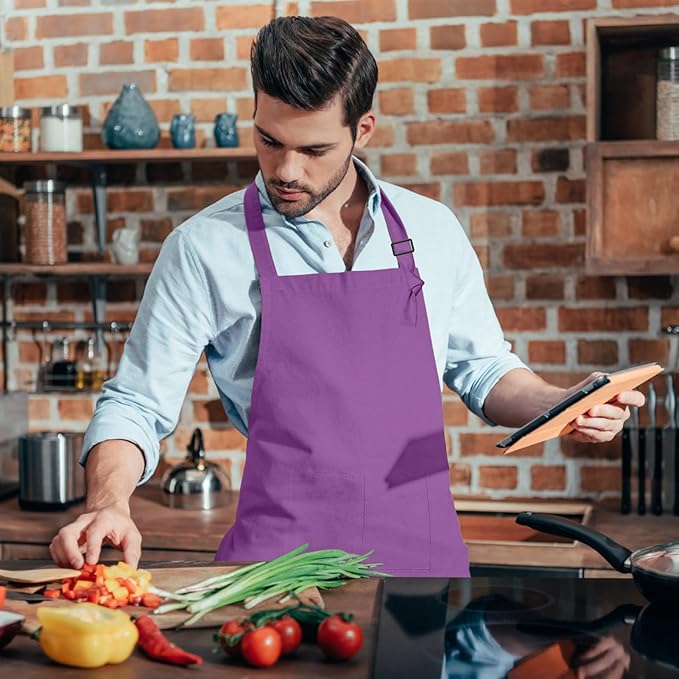15 Pcs Adult Aprons Bulk with Pockets Adjustable Bib Chef Apron for Women Men Painting Cooking Crafting (S/L) - Image 7