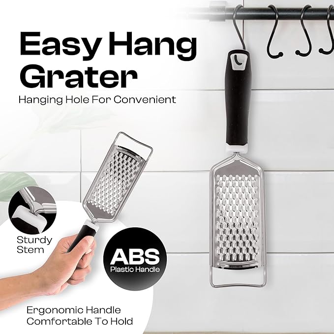 Handheld Cheese Grater & Cheese Shredder – Stainless Steel, Rust-Proof, Non-Slip Handle, Durable Flat Grater for Parmesan, Chocolate, Spices, Vegetables & More – Multi-Purpose & Easy to Clean. - Image 8